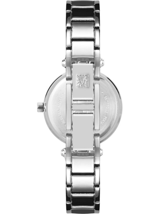 Women\'s Black Silver Analog Quartz Bracelet Genuine Diamond Dial Bangle Watch
